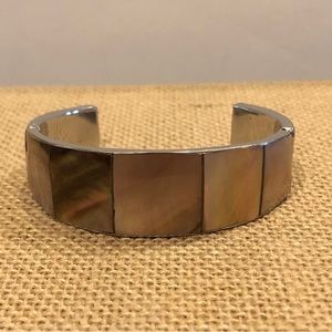 Silver with Shell Inlay Cuff Bracelet- Artisan made in The Philippines